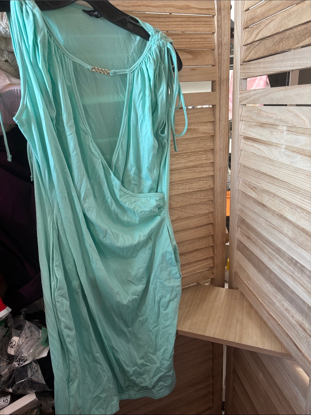chicme Mint Green Sleeveless dress with Tie Straps Small